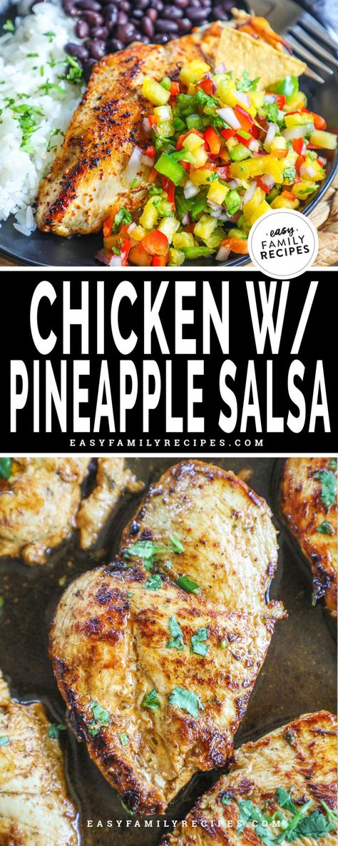 Grilled Chicken With Pineapple Salsa, Healthy Chicken And Pineapple Recipes, Chicken With Pineapple Recipes, Chicken And Salsa Recipe, Salsa For Chicken, Chicken And Pineapple Recipes, Chicken Pineapple Recipe, Preppy Recipes, Pineapple Salsa Chicken