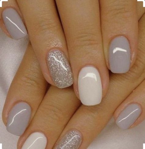 Grey Gel Nails, Nagellack Trends, Glitter Gel Nails, Smink Inspiration, Gray Nails, Neutral Nails, Dipped Nails, Orange Nails, Accent Nails