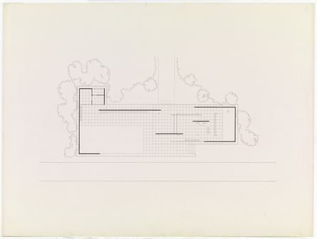 Ludwig Mies van der Rohe. German Pavilion, International Exposition, Barcelona, Spain, Floor plan. Drawn by the Mies van der Rohe Chicago office. c. 1928-29 | MoMA Barcelona Pavilion Plan, Mies Van Der Rohe Plan, Mies Van Der Rohe Barcelona Pavilion, Mies Van Der Rohe Architecture, Barcelona Pavilion, Pavilion Plans, Ludwig Mies Van Der Rohe, Floor Plan Layout, Van Der Rohe