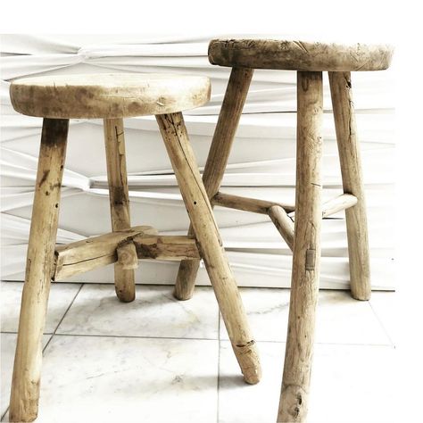 LuMu Interiors on Instagram: “We have a small quantity of these beauties Chinese workers stools available in natural or white. Available online now. LuMu Interiors…” Entryway Stool, Modern Spanish Revival, Comfy Farmhouse, Spanish Cottage, Vintage Range, Farmhouse Stools, Milking Stool, Nest Of Tables, Furniture Feet