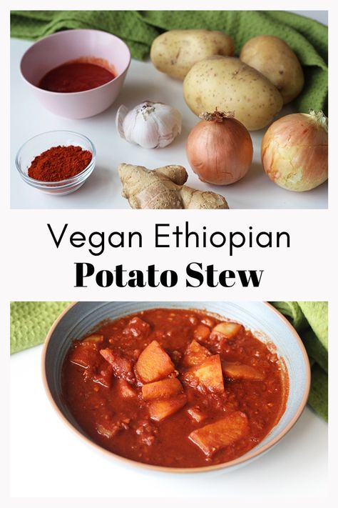 Ethiopian Potatoes, Vegan Stews, Sweet Potato Pumpkin, Alkaline Vegan, Potato Stew, Vegan Stew, Ethiopian Food, Fall Comfort Food, Stewed Potatoes