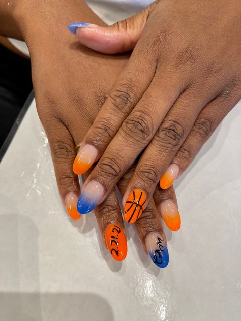 Cute Basketball Nails, Basketball Nails Acrylic, Basketball Nail Art, Space Jam Nails, Basketball Nails Designs, Nails Basketball, March Madness Nails, Basketball Nail Designs, Volleyball Nails