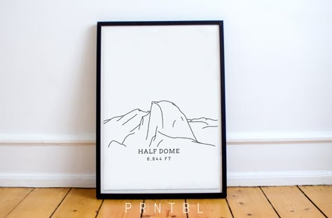 Half Dome Tattoo Simple, Yosemite Line Art, Yosemite Tattoo Ideas, Half Dome Tattoo, Yosemite Drawing, Yosemite Tattoo, American Mountains, Ink Poisoning, Yosemite Art