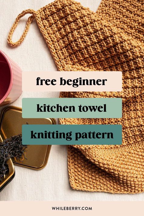 Knit Kitchen Towel Pattern, Towel Knitting Pattern, Quick Knitting Projects, Knitted Washcloth Patterns, Dishcloth Patterns Free, Simple Knitting, Small Knitting Projects, Modern Knitting Patterns, Tea Towels Diy