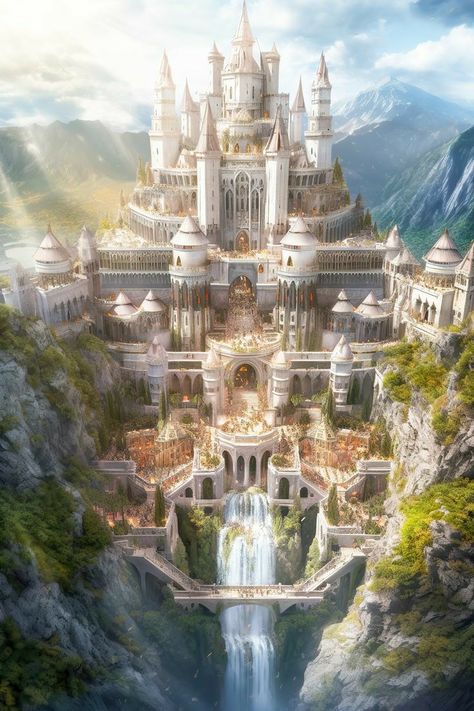 Orynth Castle, High Fantasy Castle, Cool Castles, Fantasy Buildings Art, Fantasy Places Art, Fantasy Places City, Fantasy Concept Art Environment, Fantasy Castle Design, Fantasy Kingdom Art