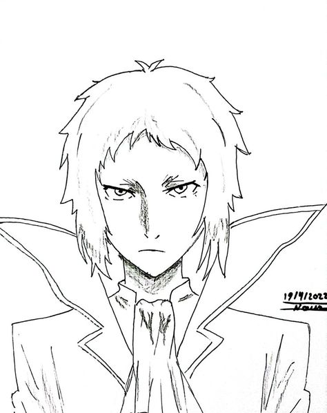 Bungou Stray Dogs Coloring Pages, Akutagawa Sketch, Bungou Stray Dogs Drawing, Akutagawa Drawing, Dog Coloring Page, Anime Pictures, Anime Drawing, Bongou Stray Dogs, Cool Anime Pictures