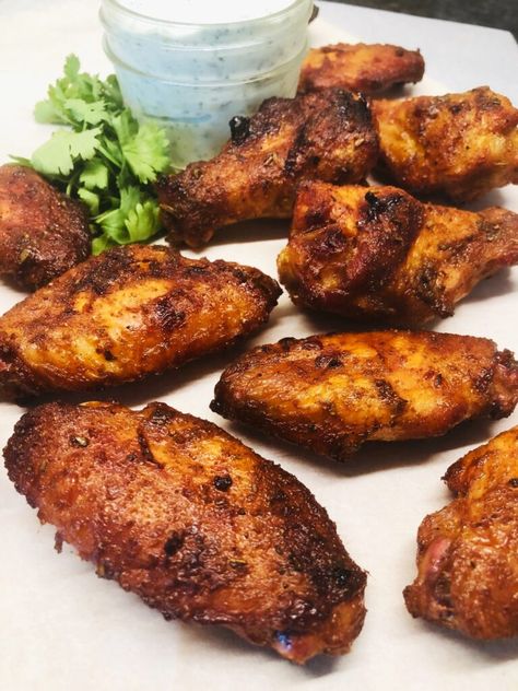 Taco Chicken Wings with Cilantro Ranch - Cooks Well With Others Taco Chicken Wings, Taco Wings Recipe, Taco Wings, Mexican Wings, Mexican Chicken Wings, Chicken Wings Grilled, Wings Grilled, Hor Dourves, Cilantro Ranch