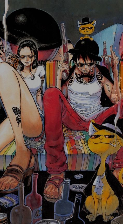 Robin and Luffy with new cool outfits Luffy And Robin, Luffy Outfits, Robin Outfit, Gorillaz Art, One Piece Chapter, One Piece Ace, Fire Art, One Piece Drawing, One Piece Images