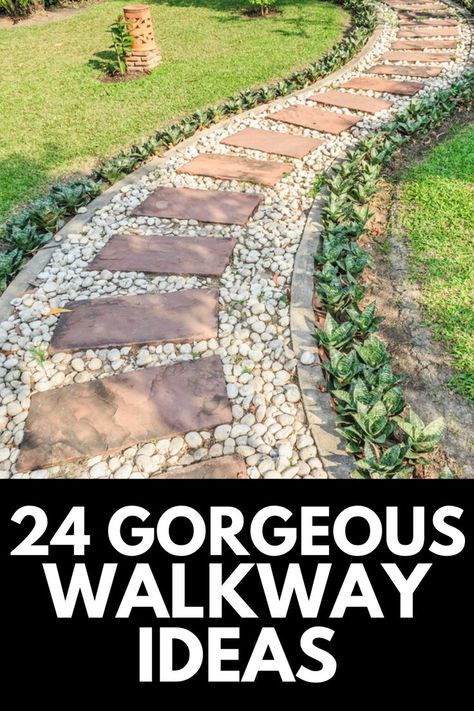 Front Walkway Landscaping, Backyard Walkway, Walkway Landscaping, Side Yard Landscaping, Outdoor Walkway, Pathway Landscaping, Paver Walkway, Walkways Paths, Walkway Ideas