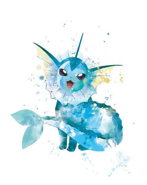 Pokemon Vaporeon, Anime Watercolor, Pokemon Blastoise, Pokemon Painting, Pokemon Mew, Pokemon Eeveelutions, Pokemon Gifts, Wall Canvas Painting, Pokemon Pikachu