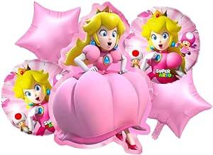 5Pcs Princess Peach Foil Balloons,Mario Theme Birthday Party Decorations Supplies for Girl (B) Mario Theme Birthday, Peach Party Decorations, Princess Peach Party, Mario Theme, Princess Balloons, Mario And Princess Peach, Peach Party, Princesa Peach, Girl Birthday Themes