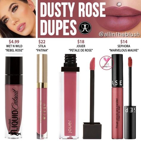 Anastasia Beverly Hills Dusty Rose Lipstick Dupes #allintheblush #dupe #lipstick #lipstickdupe #abh #abhdupe #ShopStyle #shopthelook #MyShopStyle Dusty Rose Lipstick, Lipstick For Fair Skin, Wedding Makeup Tips, Rose Lipstick, Drugstore Makeup, Wild Rose, Makeup Bags Travel, Jeffree Star, Wet N Wild