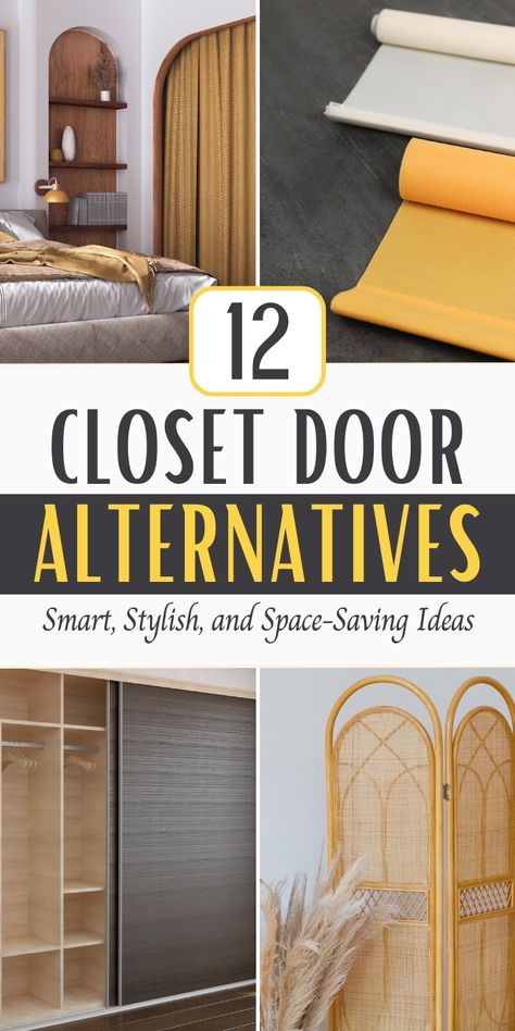 Sick of boring closet doors? Explore creative solutions like barn doors, curtains, and mirrored panels for a space-saving, fashion-forward look! #ClosetDoorIdeas #ClosetMakeover #DoorAlternatives Closet Door Alternatives, Closet Door Alternative, Door Alternatives, Door Repair, Closet Door, Closet Makeover, Pocket Doors, Closet Doors, Barn Doors