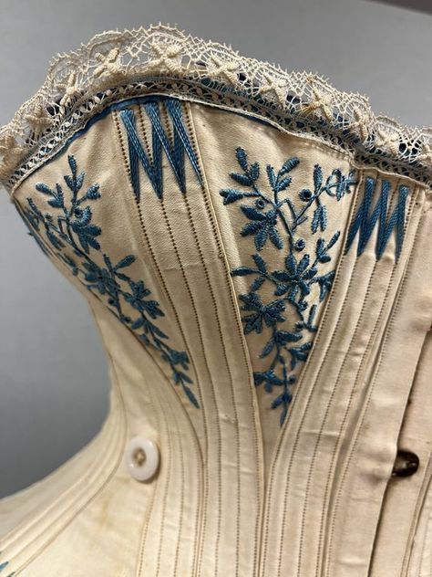 Historic Pattern Database – Genesee Country Village & Museum 1840 Corset, 1840s Corset, Flossing Corset, Corset Flossing, Quilted Corset, Corset Embroidery, Girls Corset, Embroidered Corset, Belle Epoch