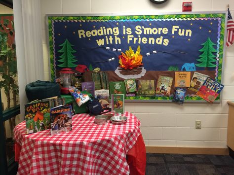 Camp Read S'more, Summer Reading Program 2024, Theme Reading Activities, Camp Read, Read A Thon, Camping Books, Reading Festival, Reading Bulletin Boards, Reading Themes