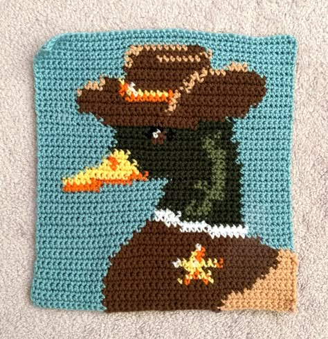 Crocheted Wall Decor, Plant Blanket Crochet, Tapestry Crochet Jumper, Bird Tapestry Crochet, Duck Tapestry Crochet, Crochet Patches Applique, Cowboy Crochet Pattern, Hanging Crochet Decor, Fall Crochet Tapestry