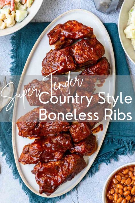 Country Style Pork Ribs Stovetop, Boneless Country Pork Ribs Recipes, Boneless Country Style Pork Ribs In Oven Quick, Spare Ribs Boneless, Boneless Pork Loin Ribs Recipes, Oven Baked Boneless Pork Ribs, Pork Country Style Ribs Oven, Boneless Ribs In The Oven, Boneless Country Style Pork Ribs In Oven