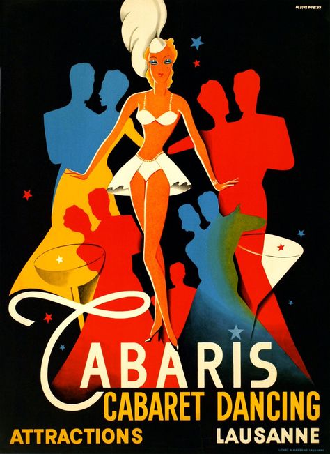 Lausanne, Tabaris cabaret dancingPierre KRAMERcirca 1938 Art Deco Poster, Paris Wall Art, Theatre Poster, Art Deco Posters, Estilo Art Deco, Modern Poster, Cabaret, Retro Stil, Modern Retro