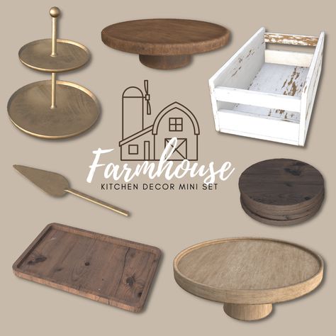 Sims 4 Cc Farmhouse Furniture, Sims 4 Family House, Sims 4 Kitchen, Sims 4 Family, Free Sims 4, Farm Clothes, Sims Building, Rustic Farmhouse Kitchen, Sims 4 Cc Furniture