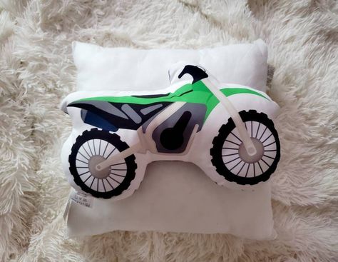 Kids Motorcycle Pillow, Dirtbike Pillow, Boy Nursery Decor, Boys Decorative Pillow, Kids Room Decor, Boys Room Decor by RBandCoPillows on Etsy Motorcycle Nursery, Room Decor Boys, Boho Rainbow Nursery, Animal Baby Room, Toddler Boy Room Decor, Giraffe Decor, Boy Nursery Decor, Red Bike, Kids Motorcycle