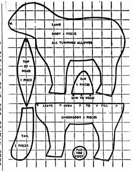 Lamb Sewing Pattern, Primitive Sewing Patterns, Stuffed Lamb Toy, Lamb Stuffed Animal, 1950s Toys, Sheep Crafts, Softie Pattern, Soft Toy Patterns, Animal Sewing Patterns