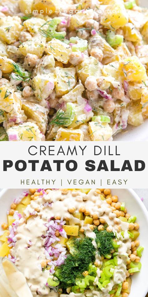 Dill Potato Salad, Dill Potato, Vegan Potato Salad, Potato Salad Healthy, Vegan Potato Salads, Vegan Summer Recipes, Potato Salad Recipe, Salad Healthy, Side Dishes For Bbq