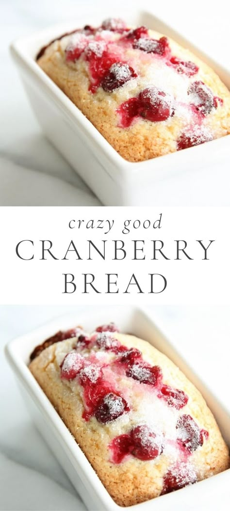 Easy Cranberry Bread makes a great breakfast, snack, dessert and a beautiful edible gift yielding 6 miniature loaves per batch! This amazing quick bread recipe takes just 5 minutes hands on time! Cranberry Bread Recipes, Fall Cookie Recipes, Cranberry Dessert, Quick Bread Recipe, Delicious Christmas Desserts, Julie Blanner, Christmas Bread, Cranberry Bread, Holiday Dessert Recipes