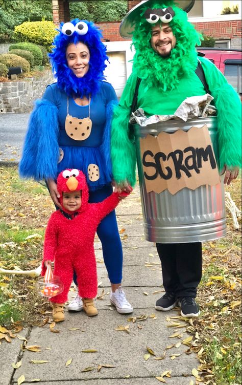 Sesame Street Characters Costumes, Sesame Street Abby Costume, Family Sesame Street Costumes, Oscar The Grouch Costume, Sesame Street Halloween Costumes Family, Toddler Elmo Costume, Sesame Street Family Costume, Sesame Street Costume, Diy Oscar The Grouch Costume