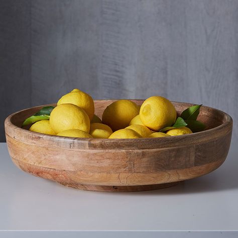 Pretty Fruit Bowl, Big Fruit Bowl, Fruit Display Ideas Kitchen, Kitchen Fruit Bowl, Fruit Bowl Display Kitchen Counter Space, Fruit Bowl Kitchen, Fruit Bowl Decor, Large Wood Bowl, Modern Fruit Bowl