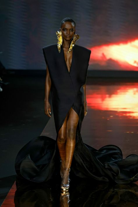 Stephane Rolland show, Runway, Couture, Spring Summer 2023, Paris Fashion Week, Runway Look 2023 Paris Fashion, Night Luxe, 2023 Couture, Paris Fashion Week Runway, Stephane Rolland, Door Murals, Spring Summer 2023, Fashion Week Runway, Black Swan