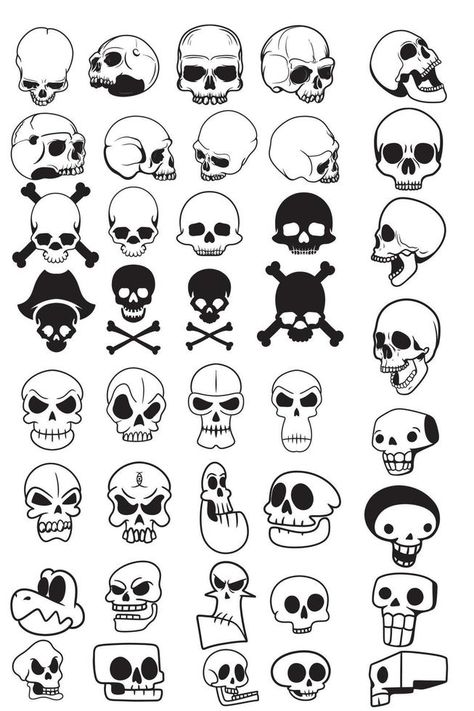 East Skull Drawings, Skull Sketches Easy, Tiny Skull Drawing, Creative Skull Drawing, Skull Cute Drawing, Basic Skull Drawing, Skull Clipart Simple, Easy To Draw Skull, Cartoon Skull Art