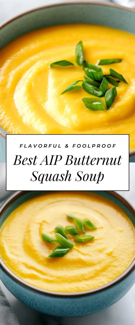 Image for Best AIP Butternut Squash Soup Aip Squash Soup, Aip Butternut Squash Soup, Aip Butternut Squash Recipes, Aip Soup Recipes, Paleo Butternut Squash Soup, Aip Soup, Autoimmune Protocol Diet, Butternut Squash Soup Recipe, Aip Paleo Recipes