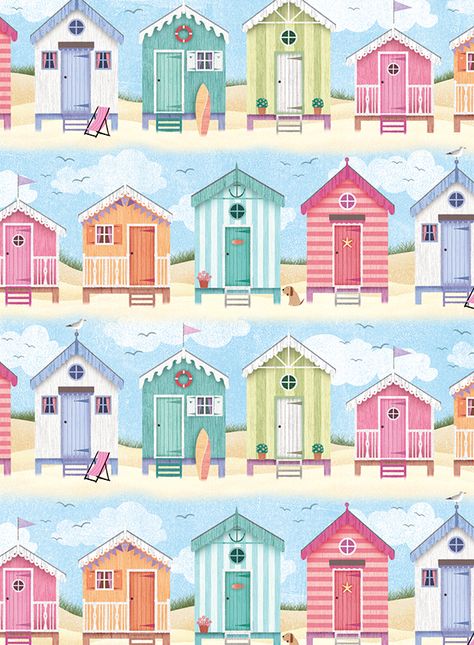 Beach Huts Art, Seaside Art, Beach Illustration, Summer Illustration, Beach Huts, Advocate Art, Beach Hut, Summer Art, Little Houses