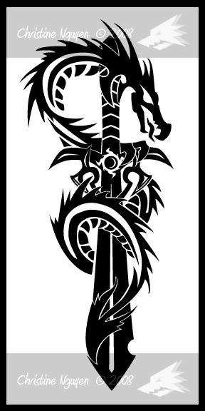 tribal sword tattoo  Would add color and "trust" Tattoo Freedom, Chinese Tattoo Designs, Growth Tattoo, Tattoo Light, Dragon Tattoo Stencil, Placement Tattoo, Poker Tattoo, Orca Tattoo, Molecule Tattoo