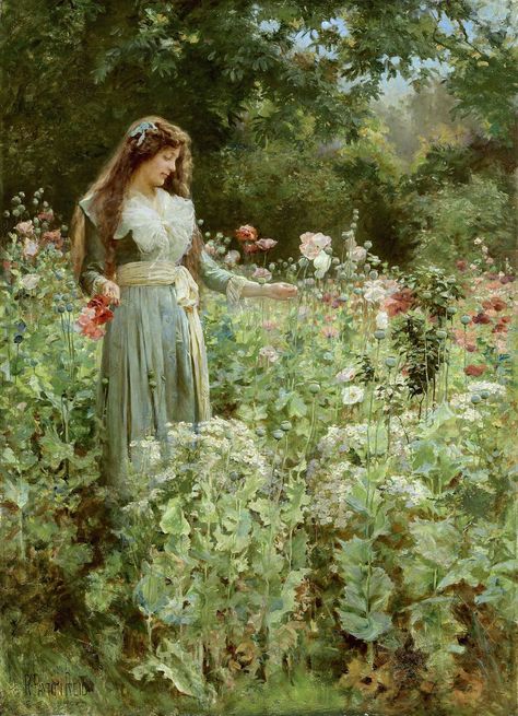 | reid, robert payton - Gathering Poppies | Robert Payton Reid  1859-1945  Schotland Waterhouse Paintings, Pre Raphaelite Art, Dante Gabriel Rossetti, British Artists, Istoria Artei, John Everett Millais, John William Waterhouse, Pre Raphaelite, 수채화 그림