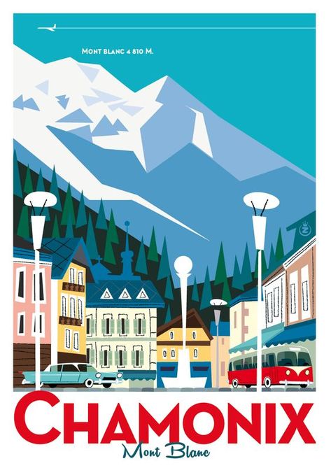 Chamonix ~ Monsieur Z. | #Skiing #Chamonix #MonsieurZ Charlie Adam, Old Posters, Vintage Ski Posters, Tourism Poster, Ski Posters, Vintage Ski, Travel Illustration, Poster Vintage, Vintage Travel Posters