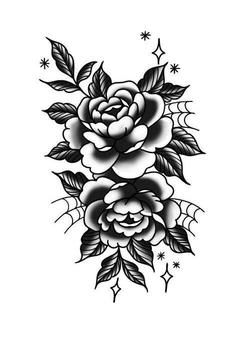 Black And Grey Cover Up Tattoo, Traditional Style Tattoo Black And White, Traditional Style Flowers, Old School Flower Tattoo Black, Black And Grey Flower Tattoo, Traditional Tattoo Black And Grey, Traditional Tattoo Outline, Rose Tattoo Forearm, Traditional Tattoo Flowers