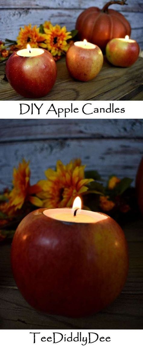 DIY Apple Candles for Fall Mabon Crafts, Diy Peppermint Candle, Peppermint Candles, Crafts Diy Projects, Apple Candles, Elegant Candles, Thanksgiving Diy, Fall Craft, Fall Apples