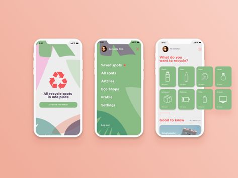 Recycle spots searching app by Galina on Dribbble Ui Ux Design Trends, Ux Design Trends, Recycle Design, Wireframe Design, Programming Apps, App Interface Design, Cute App, Website Design Layout, App Design Inspiration