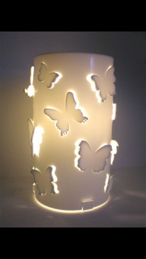 Luminescent butterfly lamp Butterfly Lamp, Cat Embroidery Design, Lantern Craft, Acrylic Butterfly, Butterfly Cut, Ceramic Lantern, Butterfly Table, Diy Lampe, Lantern Ideas