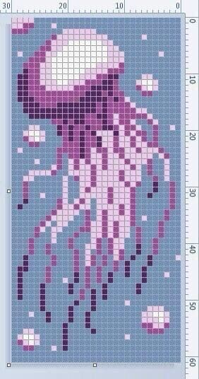 Pixel Art Quilt Pattern, Jellyfish Pixel Art Grid, Crochet Panels Pattern, Jellyfish Alpha Pattern, Jellyfish Pixel Art, Detailed Pixel Art, Pixel Art Pattern Design, Grid Crochet, Pixel Grid