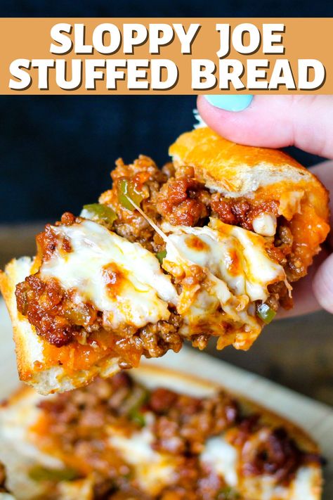 Sloppy Joe Stuffed Bread takes the effort out of making individual sloppy joes! It's easy & delicious; a meal your whole family will enjoy! Stuffed Sloppy Joes, Stuffed Bread, Sloppy Joe, Sloppy Joes, Wrap Sandwiches, Small Bites, Food Breakfast, Easy Delicious, Homemade Bread