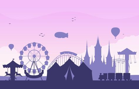 Amusement Park Cartoon, Amusement Park Illustration, Cartoon Landscape, Carnival Inspiration, Park Illustration, Graphic Design Inspiration Poster, Carnival Art, Up Animation, Adobe Illustrator Graphic Design