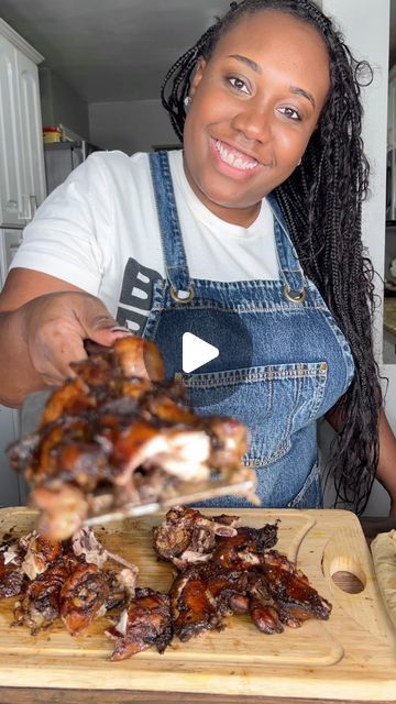 1.5M views · 90K likes | Helena Faustin on Instagram: "Who ordered the jerk chicken & festival? Now, real, authentic jerk chicken is done outside on a grill with pimento wood, charcoal, and if you’re really fortunate you’ll get a nice a bath of red stripe beer on top but despite it being a calm January (so far) it’s still too cold to be outside on anybody’s grill so I bought the vibes inside! Comment ‘recipe’ and I’ll DM you the recipe for how to make jerk chicken in the oven, and how to make festival?  . . . . . #jerkchicken #jerkseasoning #jamaicanfood #jamaicanfestival #frieddumpling" Jerk Chicken In The Oven, Jerk Chicken Breast Recipe, Oven Jerk Chicken, Authentic Jerk Chicken, Easy Jerk Chicken Recipe, Chicken Legs In Oven, Make Festival, Jerk Chicken Breast, Oven Grilled Chicken