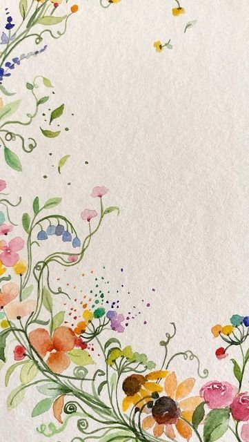 Shaz Serene, Watercolor Flower Boarder, Watercolor Floral Frame, Watercolor Flowers Card Happy Birthday, Watercolour Flower Wreath, Flower Fairy Watercolor, Watercolor Flower Wreath, E Flowers, Phone Art