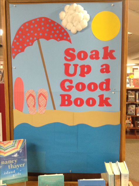 Bulletin Board, 7-2016 June Library Displays, Summer Reading Bulletin Boards, Summer Library Bulletin Boards, Summer Library Displays, Library Bulletin Board Ideas, Catholic Bulletin Boards, Spring Library, Passive Programming, School Library Bulletin Boards