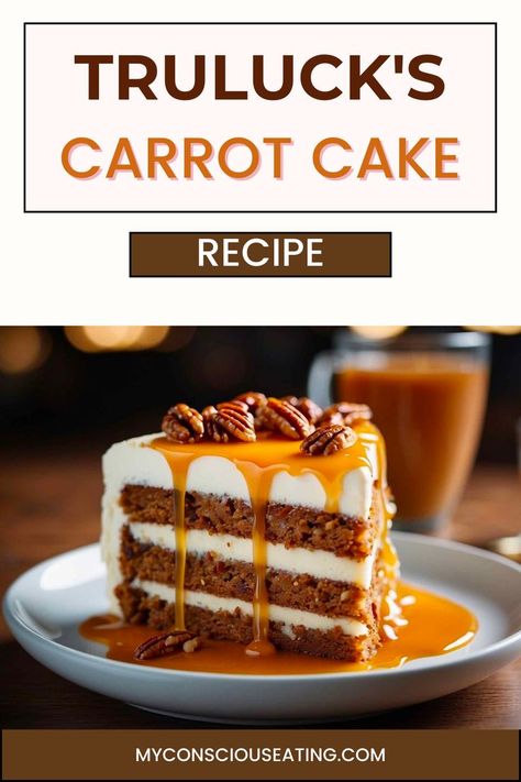 Slice of Truluck's Carrot Cake Trulucks Carrot Cake Recipe, Cake Ingredients List, Carrot Cake Ingredients, Spiced Cake, Creamy Frosting, Rich Cake, Comfort Desserts, Smooth Cake, Carrot Cake Recipe