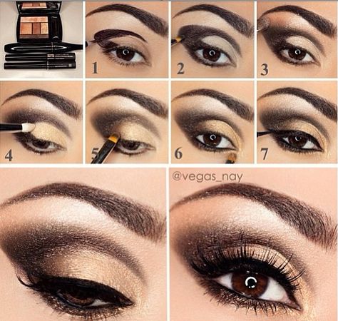 Make Smokey Eyes Tutorial, Eyeshadow Inspiration, Cat Eye Makeup Tutorial, Dramatic Smokey Eye, Smokey Eye Easy, Gold Smokey Eye, Mekap Mata, Smokey Eye Tutorial, Smokey Eye Makeup Tutorial