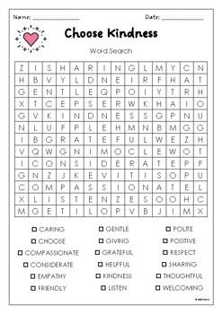 Choose Kindness Word Search Puzzle Activity Social Emotional Learning Feelings Identification, Restorative Practices School, Teen Therapy Activities, Kindness Crafts, Kindness Activities For Kids, Social Emotional Learning Games, Counseling Corner, Kindness Club, Kindness Lessons