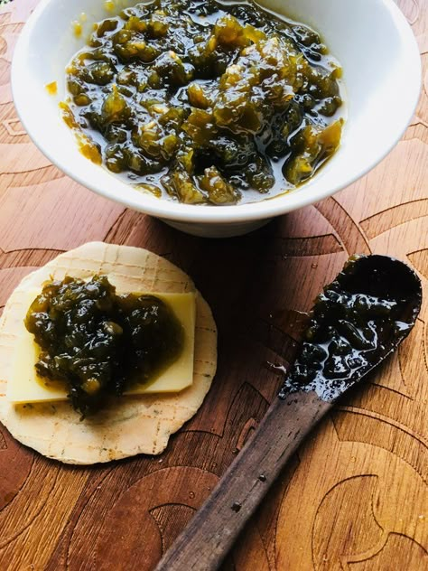 Green Chili Jam Recipe, Green Chilli Jam Recipe, Green Chili Jam, Pickled Green Chillies Recipe, How To Preserve Green Chillies, Pickling Ideas, Chilli Relish, Chili Jam, Homemaker Recipes